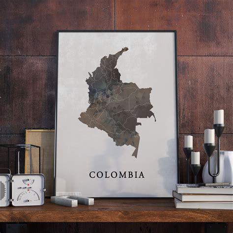 Colombia Vintage Style Map Print Colombia Map Poster T Etsy