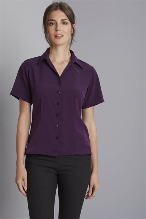 Semi Fitted Open Collar Blouse Simon Jersey Workwear And Uniforms