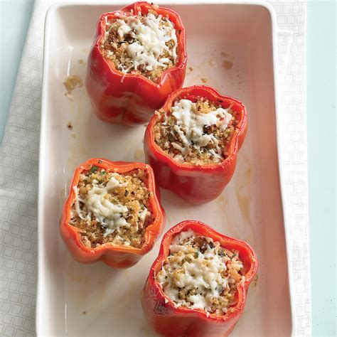 Stuffed Red Peppers with Quinoa, Provolone, and Walnuts