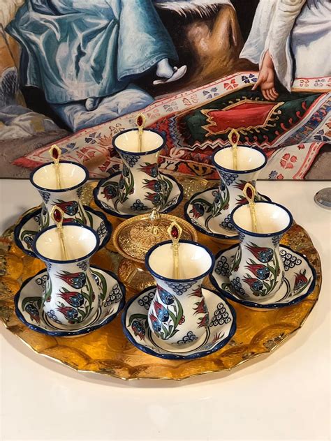 Turkish Ceramic Tea Set For Six Complete Turkish Tea Set For Etsy