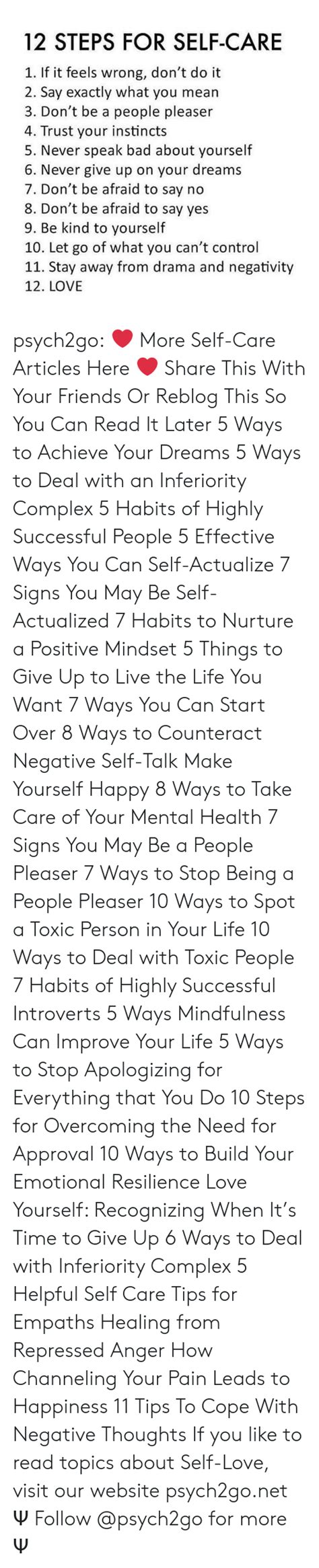 12 Steps For Self Care 1 If It Feels Wrong Dont Do It 2