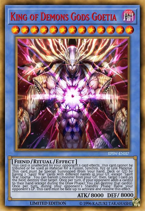 King Of Demons Gods Goetia Rare Yugioh Cards Custom Yugioh Cards