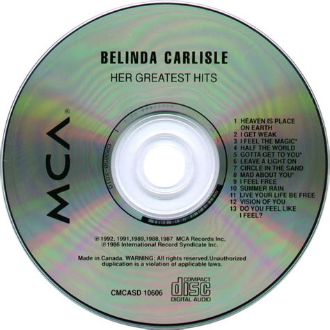 Carátula Cd De Belinda Carlisle Her Greatest Hits Portada