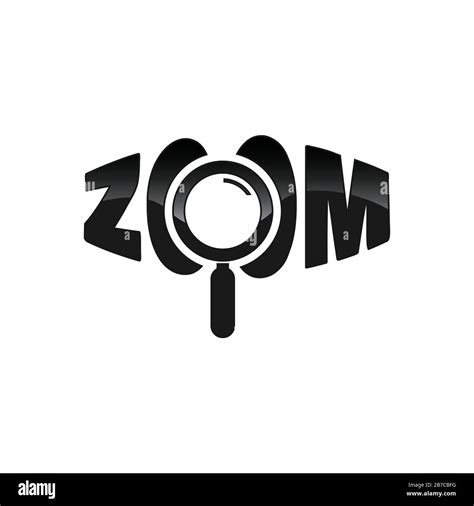 Zoom Logo Mot Perspective Zoom Mot Et Loupe Symbole Image Vectorielle