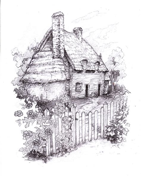 Cottage Sketch At Explore Collection Of Cottage Sketch