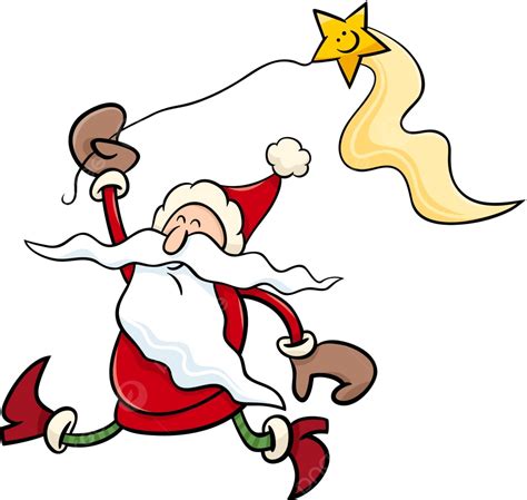 سانتا مع نجمة الرسوم التوضيحية الرسوم المتحركة عيد الميلاد نجمة الفكاهة مضحك المتجه نجمة عيد