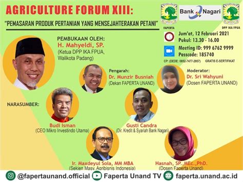 Pamflet Peserta Webinar Agriculture Forum Seri XIII Fakultas Pertanian