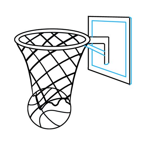 The basketball hoop, holding a string net, through which the basketball must be placed to score. How to Draw a Basketball Hoop - Really Easy Drawing ...