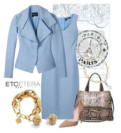 Boucle Sky Blue Jacket And Sheath Dress Etcetera Fall 2015 Collection