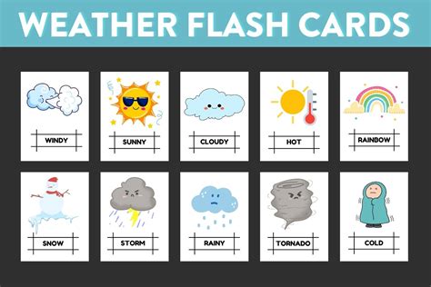 Weather Flash Cards Graphic By Hilltract · Creative Fabrica