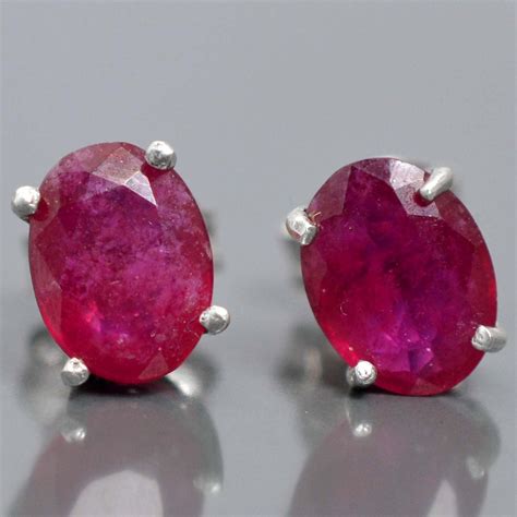 925 Silver Stud Earring Natural Ruby Stud Tiny Earring Ruby Etsy