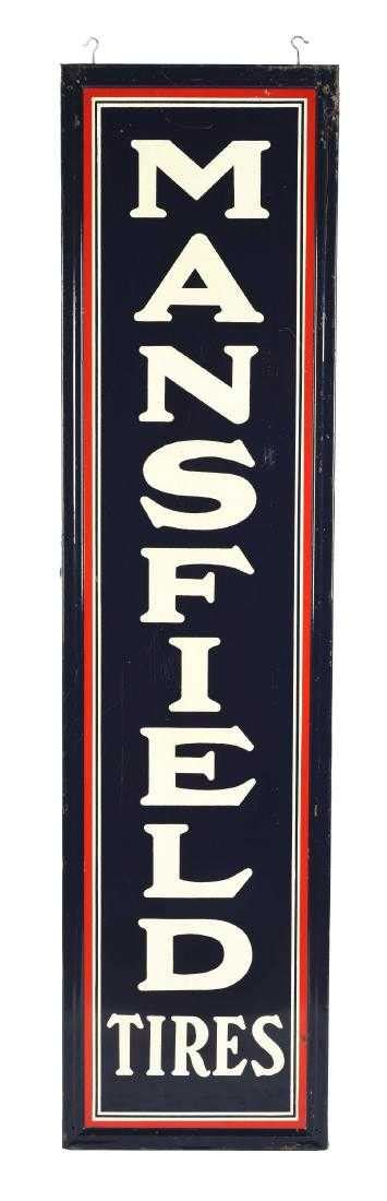 Mansfield Tires Tin Vertical Sign With Embossed Self