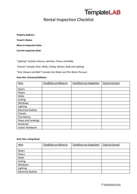 The Rental Inspection Checklist Is Shown In This Document