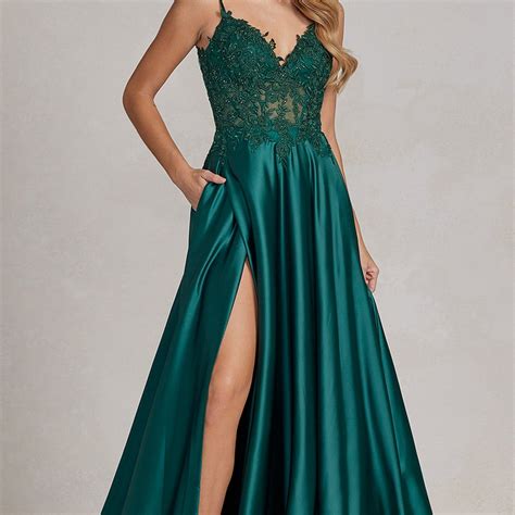 Faux Wrap Long Prom Dress With Corset Promgirl