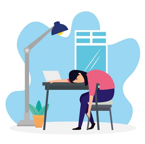 Woman Tired In The Workplace 1994855 Vector Art At Vecteezy