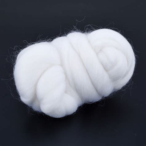 Soft White Roving Wool Fiber Merino Dyed Wool Tops Felting 50g Wool For