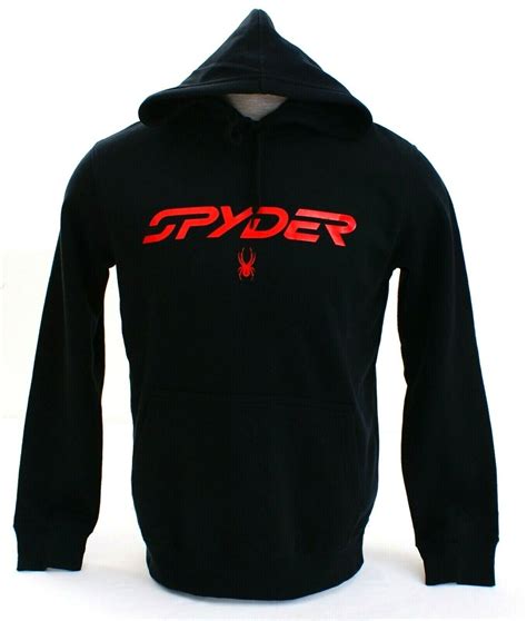 Spyder Signature Black And Red Pullover Hooded Sweatshirt Hoodie Mens