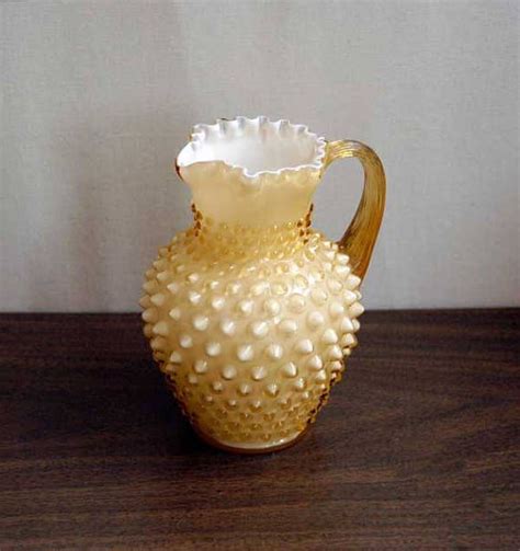 Fenton Glass Hobnail Pitcher Honey Amber Opalescent Case By Nutmegcottage On Etsy Fenton Glass