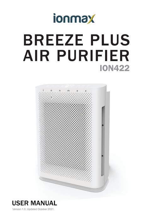 ionmax breeze plus ion422 uv antiviral hepa air purifier user manual page 1 created with