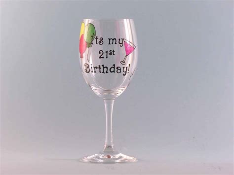 21st Birthday Wine Glass Hand Painted Personalized Ts