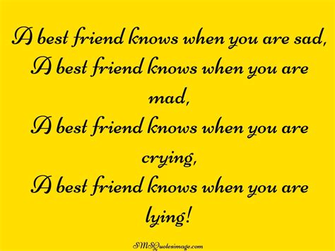 A Best Friend Knows When You Are Friendship Sms Quotes Image