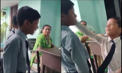 بھارت استانی کی نگرانی میں مسلمان طالب علم کو تھپڑ مارنے کی ویڈیو وائرل World Dawnnews