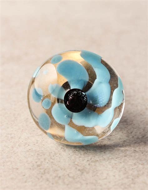 Decorative Round Turquoise Glass Drawer Cabinet Knob Knobco