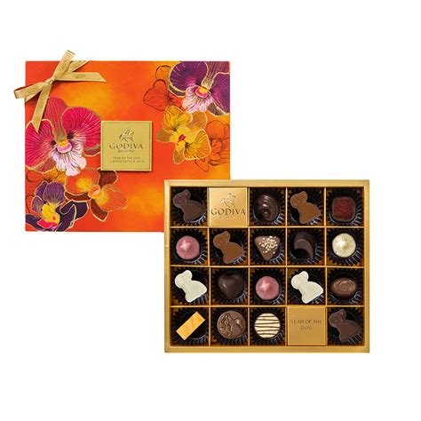 Happy new year with top view gift box. Godiva Chinese New Year Assorted Chocolate Gift Box 18pcs ...