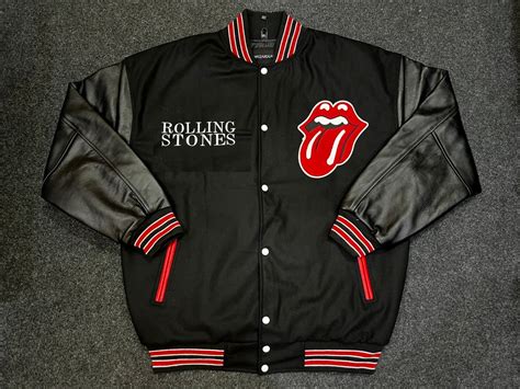 Rolling Stones Varsity Jacket Wool Body Genuine Cowhide Etsy