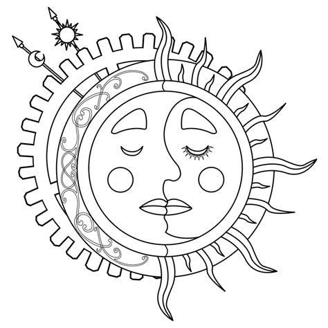 Sun and moon coloring pages to download and print for free