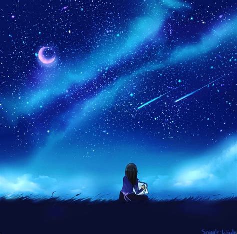 Pin By Annette Sas On Art And Creativity Sky Anime Night Sky Painting