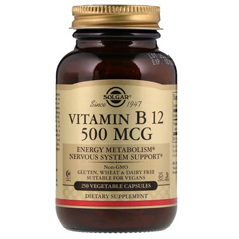 Because vitamin b12 is water soluble (meaning it dissolves in water and is excreted in your urine) ✔️ seek out methylcobalamin. Solgar, Vitamin B12, 500 mcg, 250 Vegetable Capsules | By ...