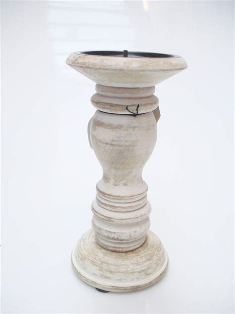 46 36 Or 20cm Rustic Carved White Wood Pillar Church Candle Holder