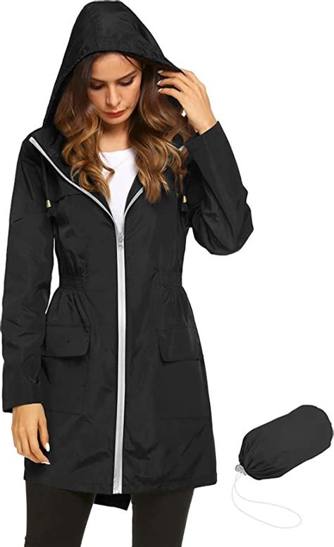 Lomon Women Waterproof Lightweight Rain Jacket Active Outdoor Hooded