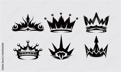 Crown King And Queen Clip Art Games Vector Logo Element Sticker Silhouette Pince Royal Kingdom