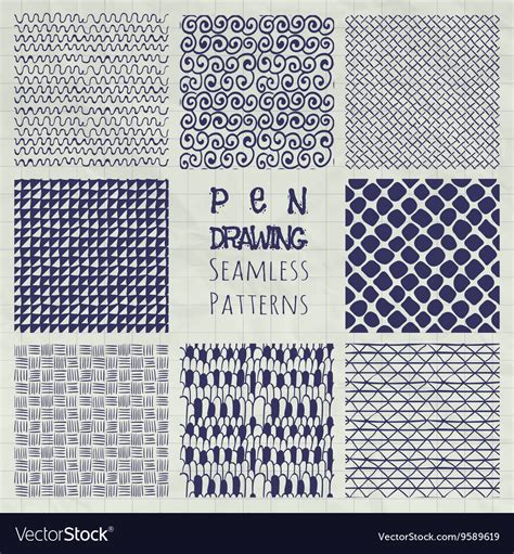 Abstract Pen Drawing Seamless Background Patterns Vector Image