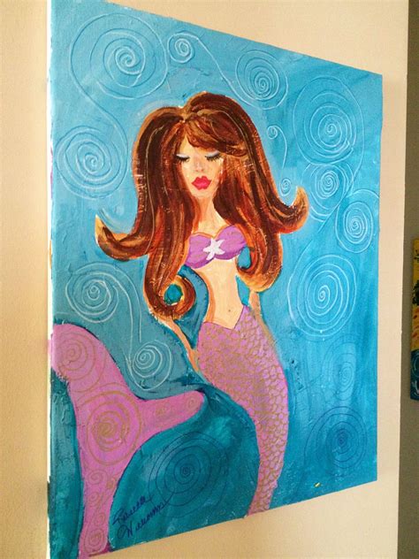 Whimsical Mermaid Painting Mermaid Painting Drawings Original