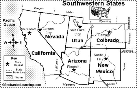 Southwest States And Capitals Quiz Printable
