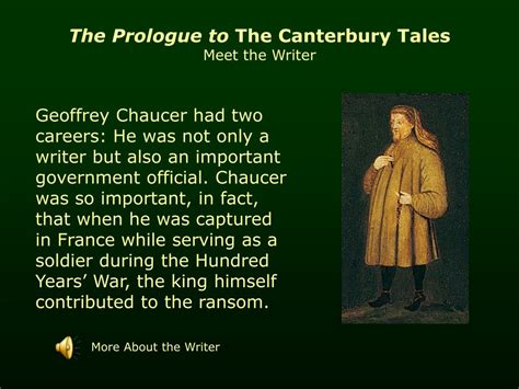 Ppt The Prologue To The Canterbury Tales By Geoffrey