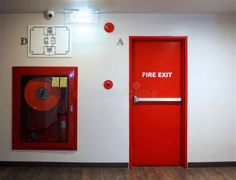 Fire Exit Emergency Door Red Color Metal Material Stock Image Image