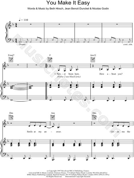 Air You Make It Easy Sheet Music In F Major Download And Print Sku