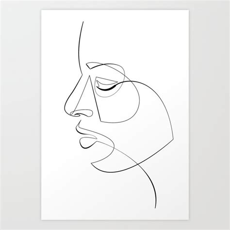 Download hd wallpapers for free. Minimalist Face Line Illustration No.3 Art Print by ...