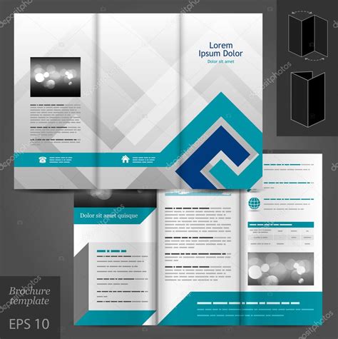 Brochure Template Design With Blue Elements Stock Vector Image By
