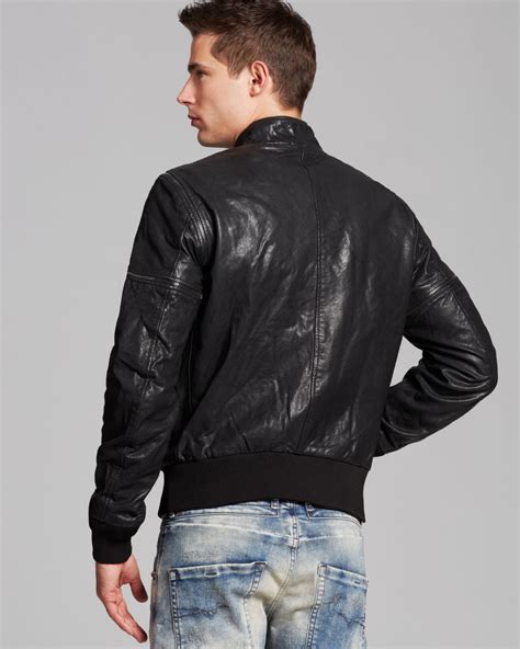Diesel Ghita Leather Bomber Jacket In Black For Men Lyst