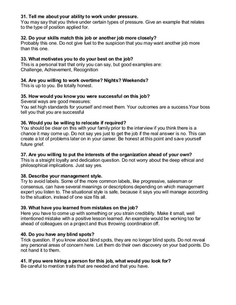 If you say your biggest achievement was improving throughput by 18 percent in six months but you're interviewing for a leadership role in human resources, that answer is interesting but ultimately irrelevant. 50 common interview questions and answers