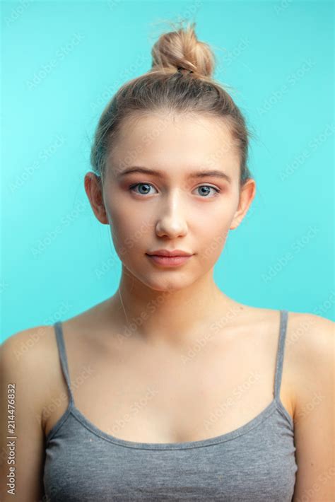 Attractive Caucasian Teenager Girl With Nude Makeup Natural Expressive