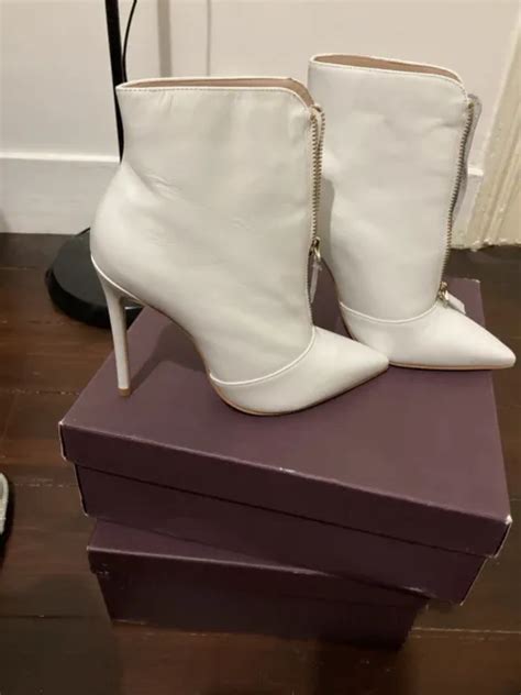 CARVELA BOOTS SIZE 5 White Leather Pointed Toe High Heel Stiletto Ankle