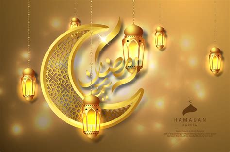 Ramadan Kareem Design Wirh Golden Hanging Lanterns 831009 Vector Art At