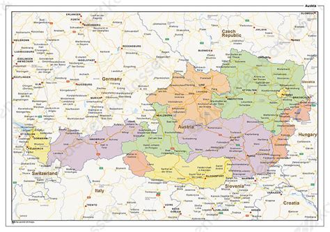 Veel steden, dorpen, wegen, spoorwegen en wateren staan op de kaart. Staatkundige landkaart Oostenrijk 1456 | Kaarten en ...