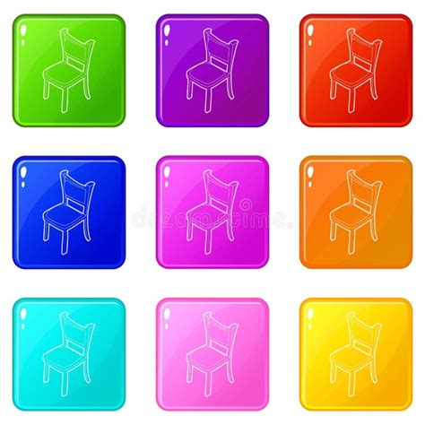Chair Icons Set 9 Color Collection Stock Vector Illustration Of